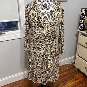 BCBG MAXAZRIA cheetah wrap dress size large NWT